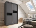 Szafa przesuwna ze szkłem lacobel LIWI 150 cm Szary Mat/ Czarne szkło lacobel
