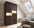 Szafa przesuwna ze szkłem lacobel LIWI 150 cm Wenge /  waniliowe szkło lacobel