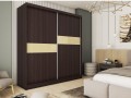 Szafa przesuwna, dwudrzwiowa z półkami LIVI 200 cm-wenge / waniliowe szkło lacobel.