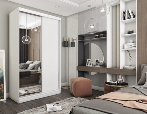 Szafa przesuwna do garderoby PATRIA 120 cm w odcieniu biały mat.