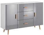 [ARCHIWUM] Komoda do salonu szary połysk 140 cm z szafkami BRILLO