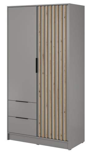 Szafa dwudrzwiowa NELI 105 cm szara z lamelami