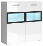 [ARCHIWUM] Komoda z przeszklonymi witrynami 92 cm biały połysk san remo SARAH (LED)
