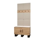 Garderoba MARTIS 3 wieszak z siedziskiem tapicerowanym