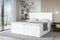 Duże i wygodne łóżko, dwuosobowe do sypialni PLATO- biała ekoskóra.