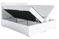 Duże i wygodne łóżko, dwuosobowe do sypialni PLATO- biała ekoskóra.
