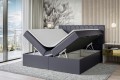 Duże i wygodne łóżko, dwuosobowe do sypialni PLATO-ciemnoszara ekoskóra.