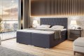 Duże i wygodne łóżko, dwuosobowe do sypialni PLATO-ciemnoszara ekoskóra.