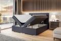 Duże i wygodne łóżko, dwuosobowe do sypialni PLATO-ciemnoszara ekoskóra.