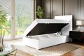Eleganckie łóżko kontynentalne, pojedyncze do pokoju dziecka DENI- biała ekoskóra/ lewa.