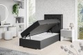 Eleganckie łóżko kontynentalne, pojedyncze do pokoju dziecka DENI-czarna ekoskóra/ lewa.