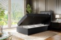 Eleganckie łóżko kontynentalne, pojedyncze do pokoju dziecka DENI-czarna ekoskóra/ lewa.