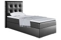 Eleganckie łóżko kontynentalne, pojedyncze do pokoju dziecka DENI-czarna ekoskóra/ prawa.
