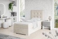 Eleganckie łóżko kontynentalne, pojedyncze do pokoju dziecka DENI-kremowy/ lewy.