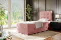 Eleganckie łóżko kontynentalne, pojedyncze do pokoju dziecka DENI-różowy/ lewy.