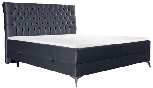 Łóżko kontynentalne typu boxspring do sypialni z miękkim, pikowanym zagłówkiem MOLI.