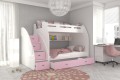 Łóżkowe piętrowe Zula, Biała / Różowe. Pokój dziecięcy