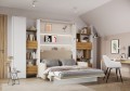 Przykładowa aranżacja półkotapczanu LENART BED CONCEPT BC z zagłówkiem i szafkami.