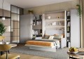 Przykładowa aranżacja półkotapczanu LENART BED CONCEPT BC z zagłówkiem i szafkami.