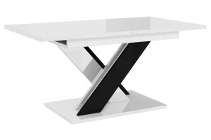 Duży stół rozkładany 140 - 180 cm  biało - czarny połysk  BONX B&W