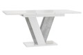VINI stół nowoczesny rozłożony biały połysk-beton-bok.