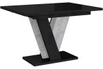 Stół rozkładany 120 - 160 cm do jadalni czarny połysk-beton VINI