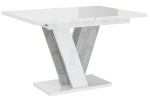 Stół duży rozkładany 120 - 160 cm biały połysk-beton VINI