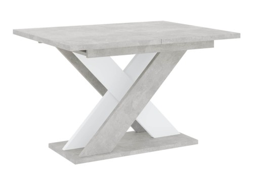 Stół KAO 120-160 cm beton K350-biały-złożony.