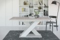 Stół rozkładany do jadalni KAO 120-160 cm beton K350-biały- rozłożony.