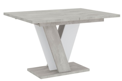 Stół rozsuwany do jadalni VINI beton-biały mat-złożony.
