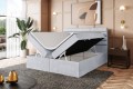 Łóżko sypialniane Karim boxspring jasnoszary-otwarte.