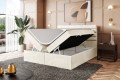 Łóżko sypialniane Karim boxspring kremowy- otwarte.