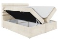 Łóżko typu boxspring Karim kremowy- otwarte.
