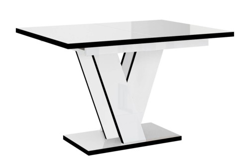 Stół VINI biały-czarny połysk(krawędzie)-złożony.