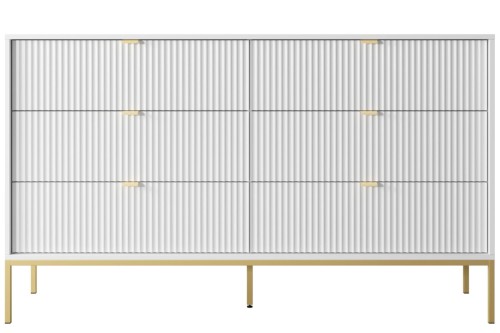 Komoda z szufladami Novi biała złota