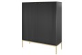 Komoda wysoka Novi czarna profil złote nogi