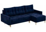 [ARCHIWUM]Narożnik SCANDO L w stylu skandynawskim granatowy welur  rozkładany
