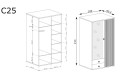 Wymiary szafy CALI 25.