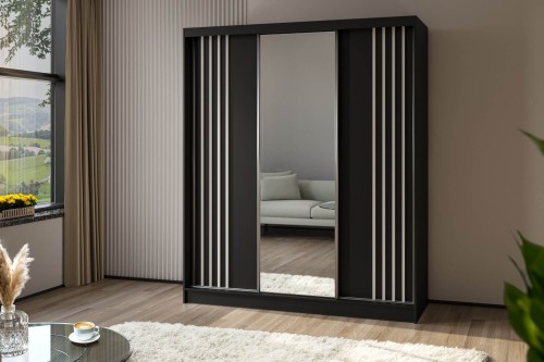 Szafa 180 cm duża przesuwna z lamelami NILA cz-cz-b.