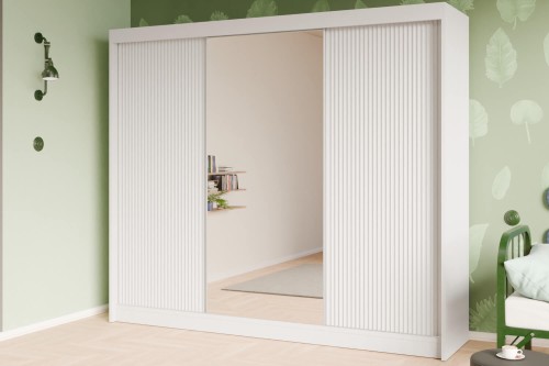 Szafa duża RYFLI 250 z lustrem biała-bok.