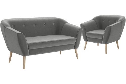 Zestaw mebli DIMA 2+1 sofa z fotelem jasnoszary Riviera 91.