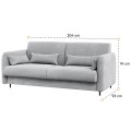 BED CONCEPT BC-35 - sofa 180 do BC-13 - szary-wymiary.