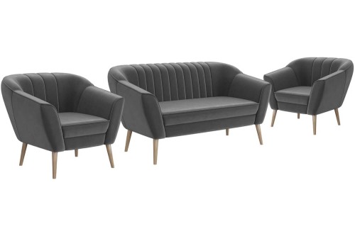 Zestaw 2+1+1 Kamo na nóżkach ciemnoszary Riviera 95.