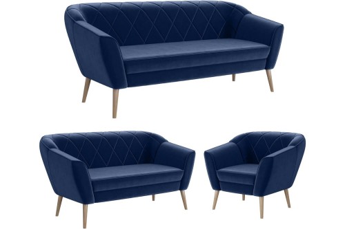 Sofy z fotelem 3+2+1 GLORI niebieski Riviera 81.