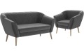 Fotel z sofą nowoczesne tapicerowane 2+1 GLORI ciemnoszary Riviera 95.