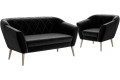 Fotel z sofą nowoczesne tapicerowane 2+1 GLORI czarny Riviera 100.