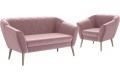 Fotel z sofą nowoczesne tapicerowane 2+1 GLORI różowy Manila 09.