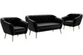 Fotele z sofą nowoczesne tapicerowane 2+1+1 GLORI czarny Riviera 100.