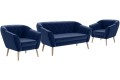 Fotele z sofą nowoczesne tapicerowane 2+1+1 GLORI niebieskie Riviera 81.