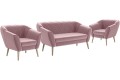 Fotele z sofą nowoczesne tapicerowane 2+1+1 GLORI różowy Manila 09.